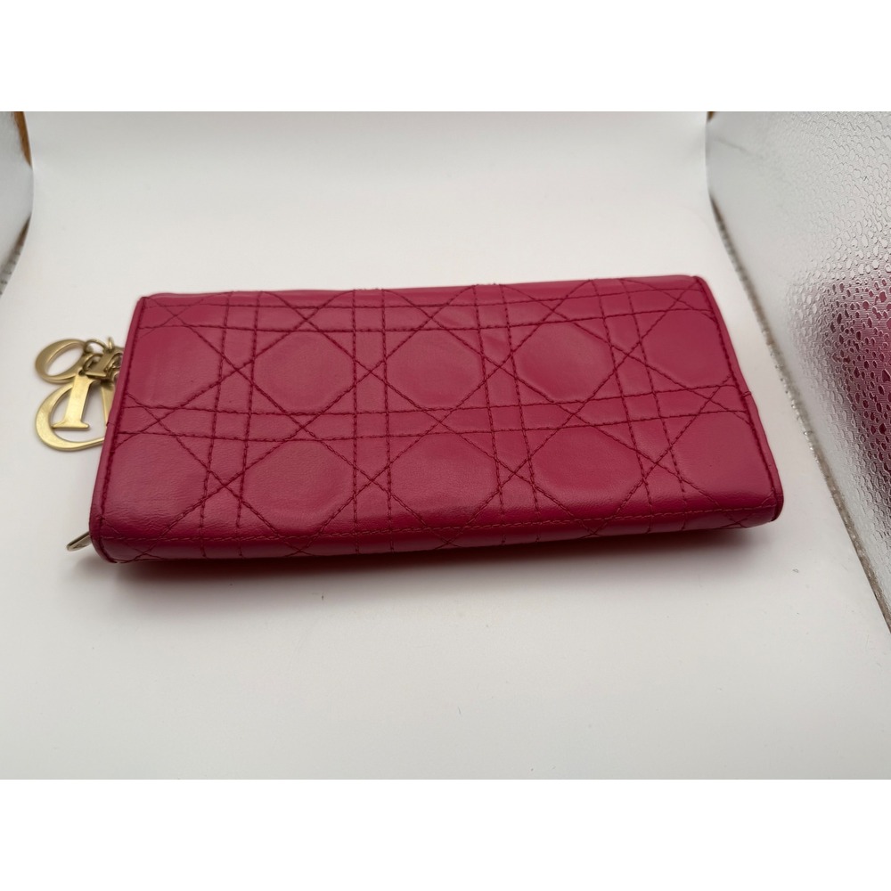 Christian Dior Wallet Womens OS Pink Lady Dior Cannage Lambskin Long Wallet - Picture 6 of 9